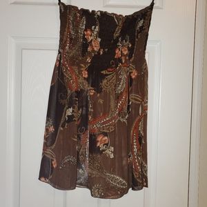 Brown and Rust tube top with flare bottom